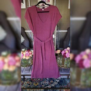 NWT Cranberry Belted Rib Knit Midi Dress Size L